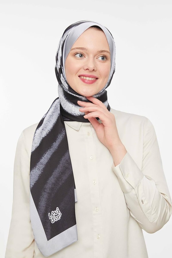LevidorLevidor Siyah Zebra Desen Twill Şal