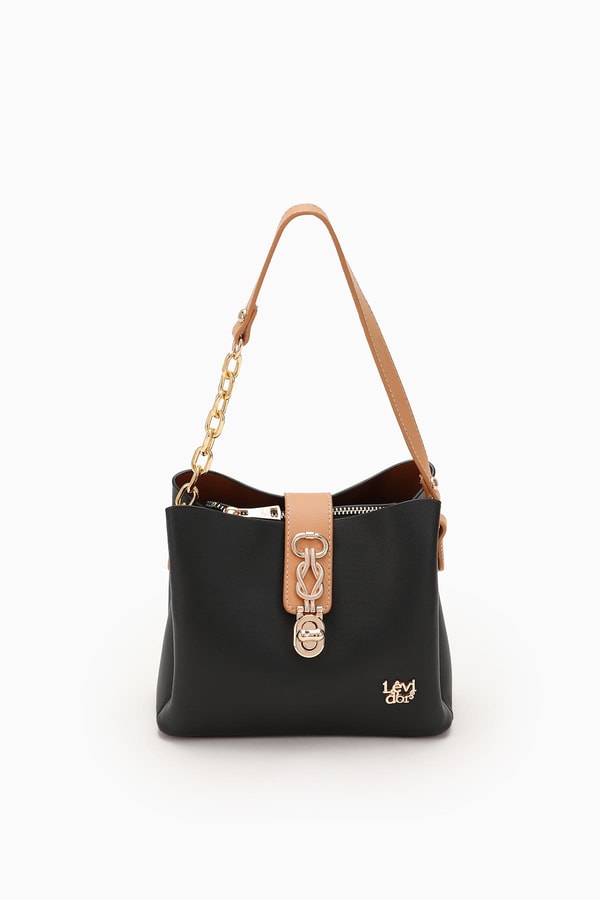 LevidorLevidor Siyah Zincir Detaylı Çıkarılabilir Askılı El Çantası