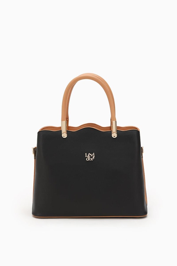 LevidorLevidor SİYAHA-CAMEL Pat Kapamalı El Çantası