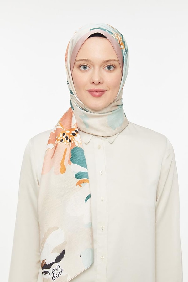 LevidorLevidor Somon Çiçek Baskılı Twill Şal