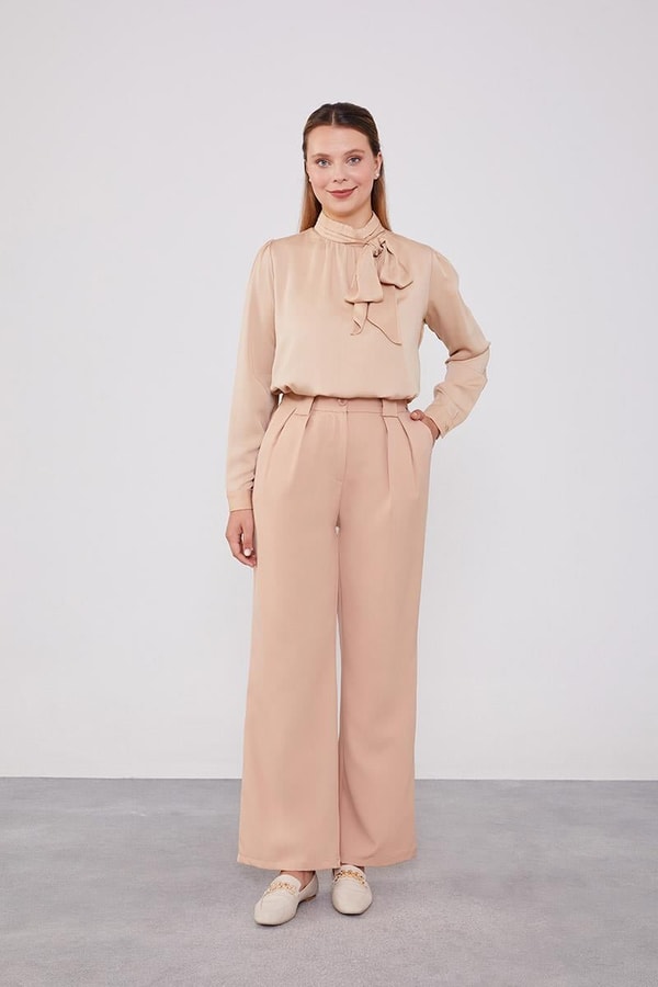 LevidorLevidor Somon Çift Pileli Kumaş Pantolon