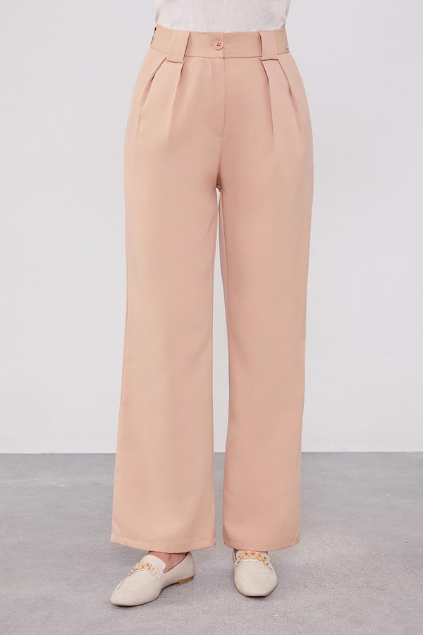 LevidorLevidor Somon Çift Pileli Kumaş Pantolon