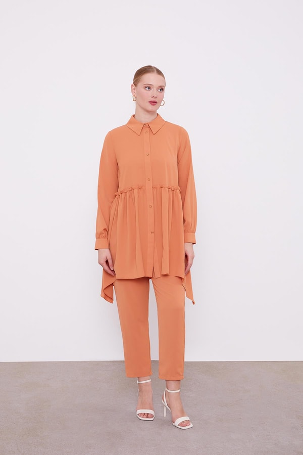 LevidorLevidor Somon Göğüs Altı Pileli Şifon İkili Takım