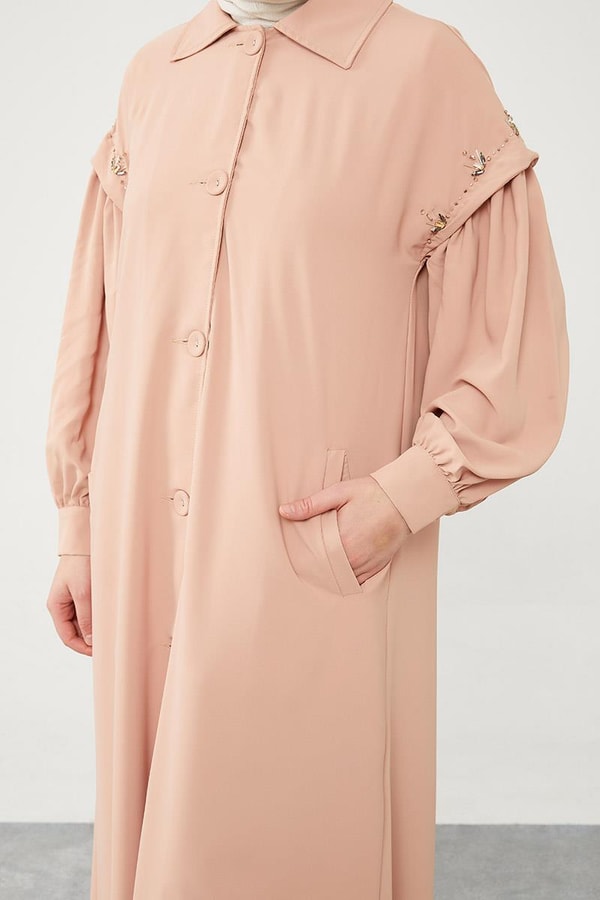 LevidorLevidor Somon Kolları Taş Detaylı Ferace