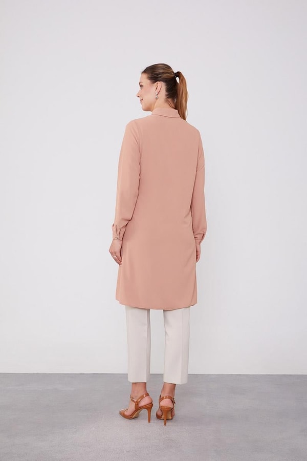 LevidorLevidor Somon Yakası Taşlı Uzun Gömlek