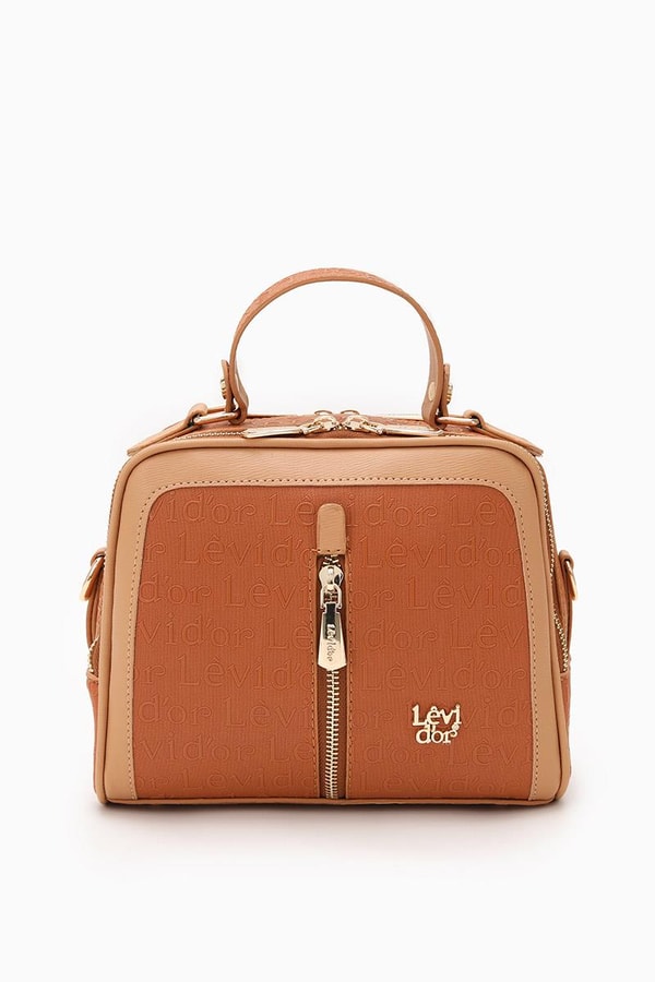 LevidorLevidor Taba Çift Gözlü Monogram Baskılı Omuz Çantası