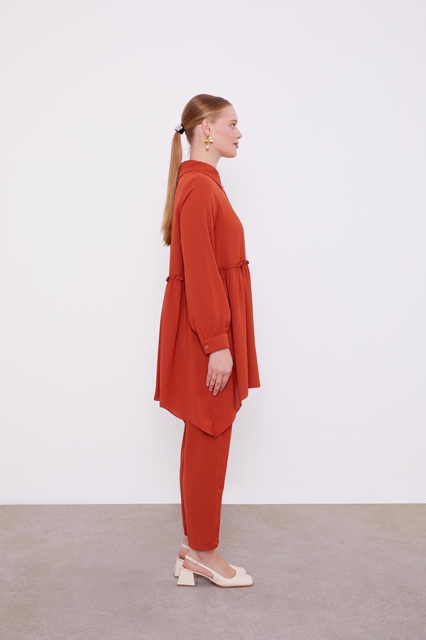 LevidorLevidor Taba Göğüs Altı Pileli Şifon İkili Takım