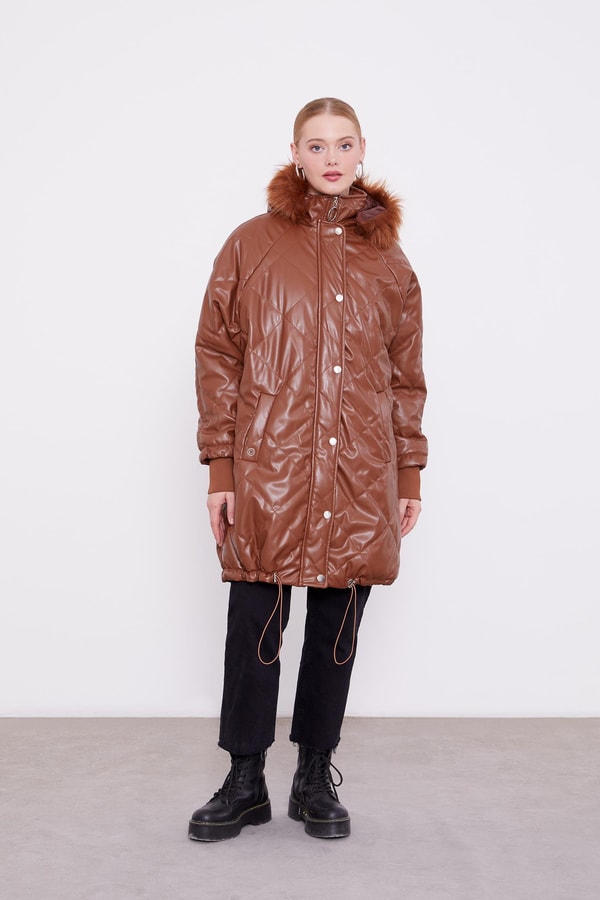 LevidorLevidor Taba Kapitone Kapüşonlu Mont