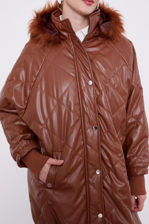 LevidorLevidor Taba Kapitone Kapüşonlu Mont