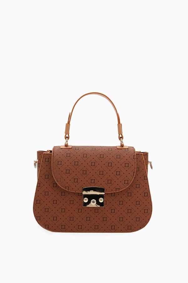LevidorLevidor Taba Monogram Baskılı Klipsli El Çantası