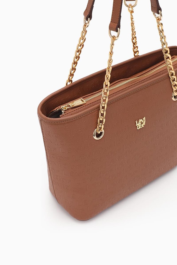 LevidorLevidor Taba Monogram Baskılı Zincir Askılı Tote Çanta