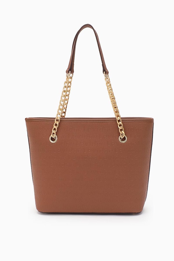 LevidorLevidor Taba Monogram Baskılı Zincir Askılı Tote Çanta