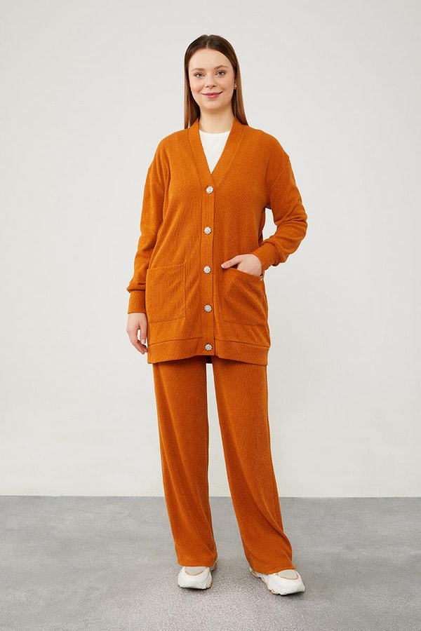 LevidorLevidor Tarçın Desenli Hırkalı Triko Takım