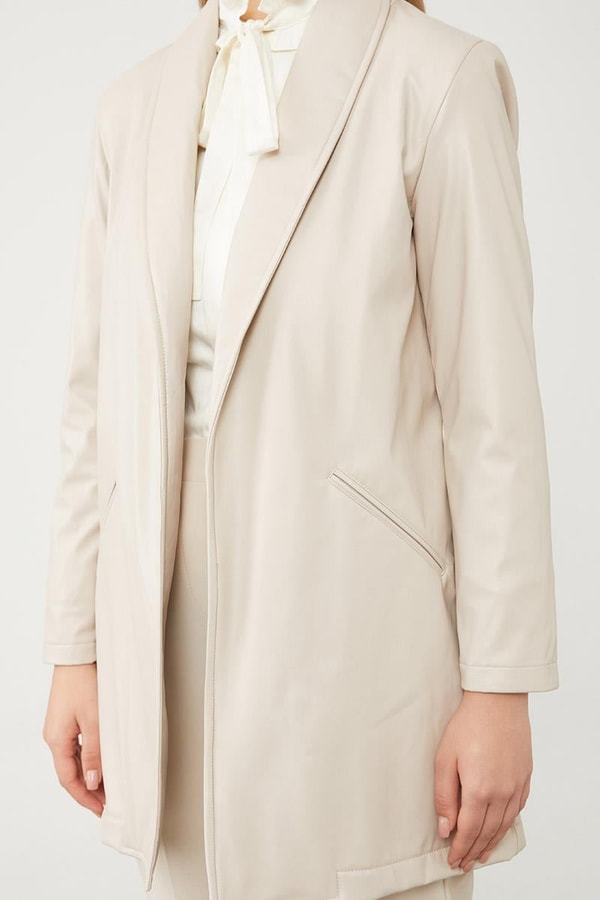 LevidorLevidor Taş Blazer Astarsız Suni Deri Ceket