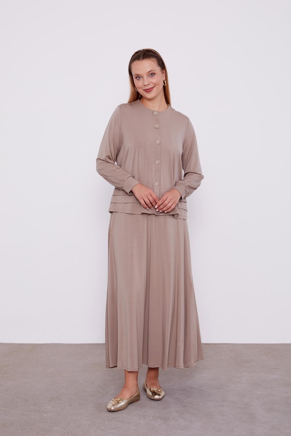 LevidorLevidor Taş Düğme Kapamalı Etekli Takım