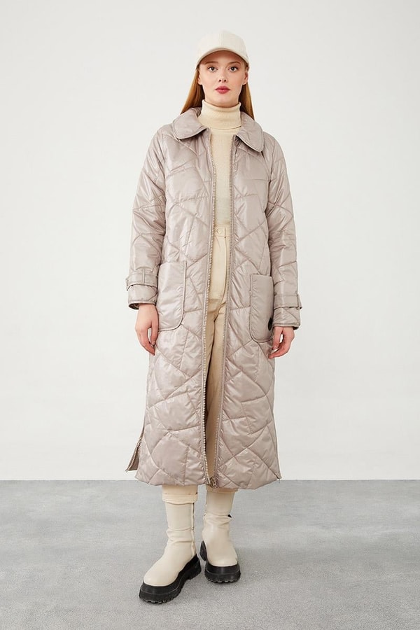 LevidorLevidor Taş Geniş Yaka Kapitone Mont