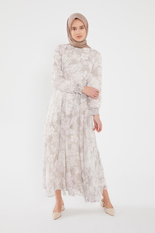 LevidorLevidor Taş Gipeli şifon desenli elbise