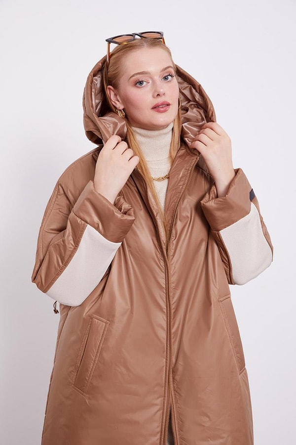 LevidorLevidor Taş Kolları Ribana Detaylı Uzun Mont