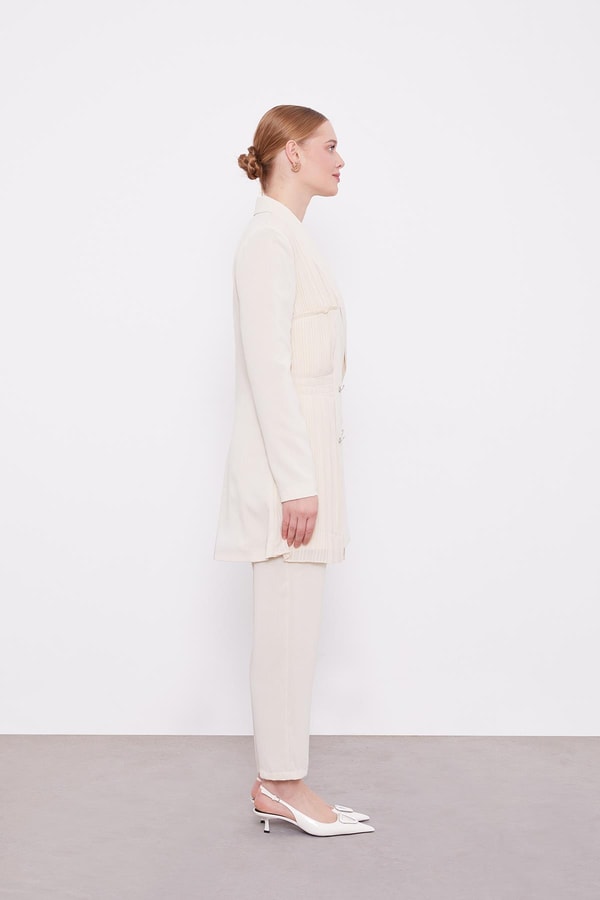 LevidorLevidor Taş Plise Şifonlu Ceket Takım