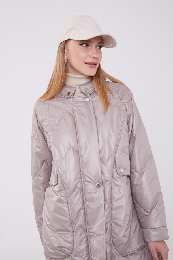 LevidorLevidor Taş Yüksek Cep Kapitone Şişme Mont