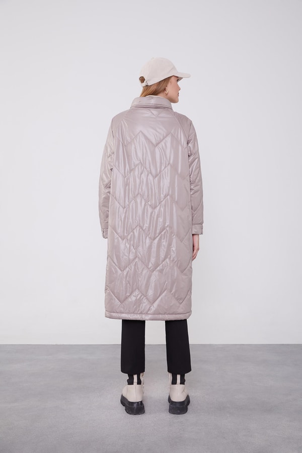 LevidorLevidor Taş Yüksek Cep Kapitone Şişme Mont