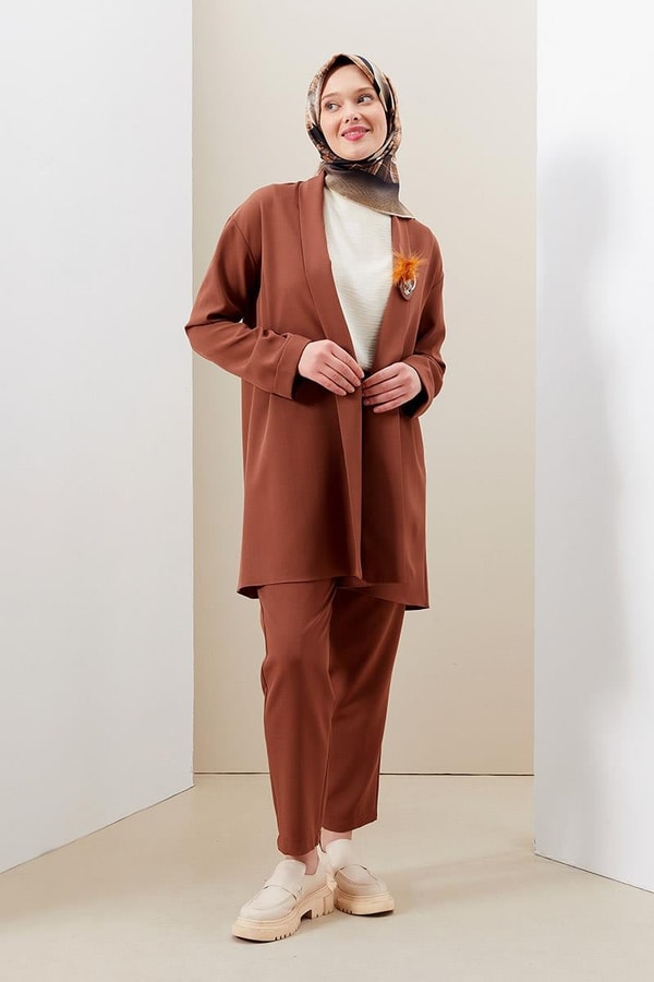 LevidorLevidor Toprak Broş Detaylı Tunik Takım