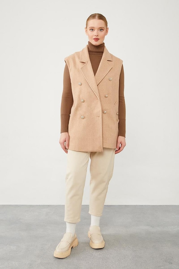 LevidorLevidor Toprak Düğme Kapamalı Yelek