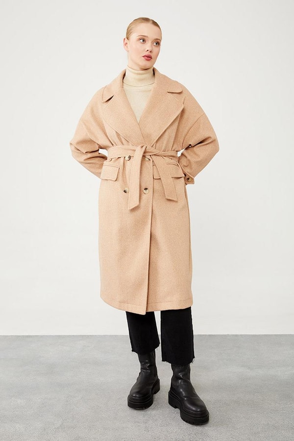 LevidorLevidor Toprak Kruvaze Yaka Kaşe Kaban