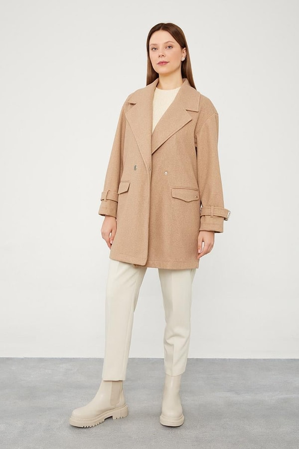 LevidorLevidor Toprak Tek Düğmeli Astarsız Kısa Kaşe Kaban