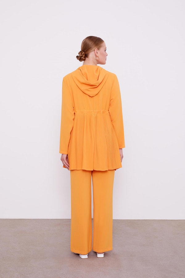 LevidorLevidor Turuncu Kapusonlu Beli İp Büzgülü İkili Takım