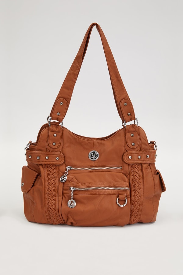 LevidorLevidor Turuncu Örgü Detaylı Omuz Çantası