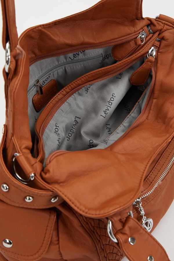 LevidorLevidor Turuncu Örgü Detaylı Omuz Çantası