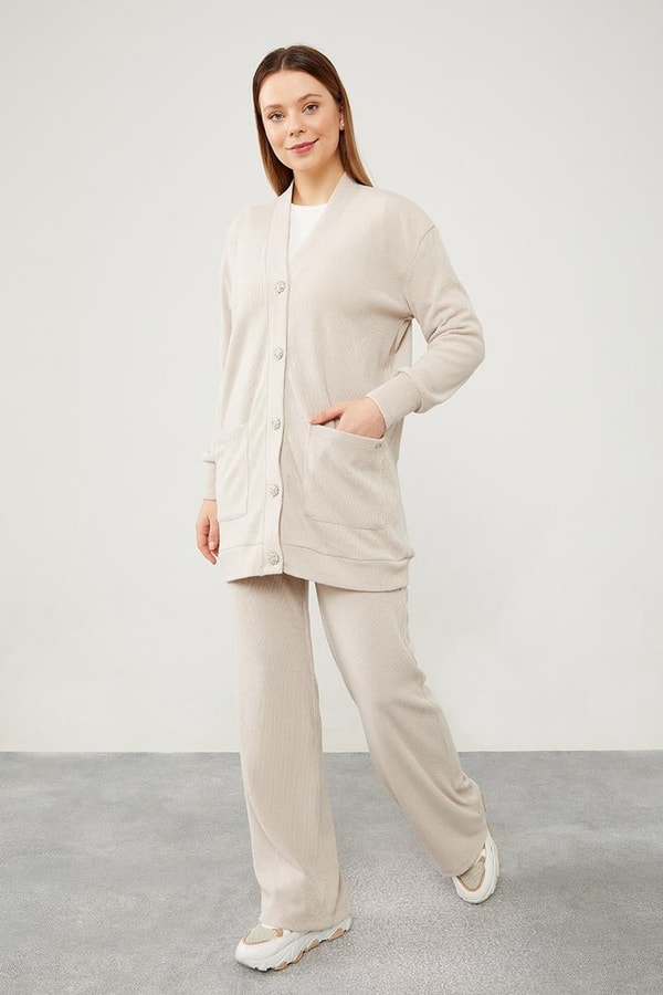 LevidorLevidor Vizon Desenli Hırkalı Triko Takım