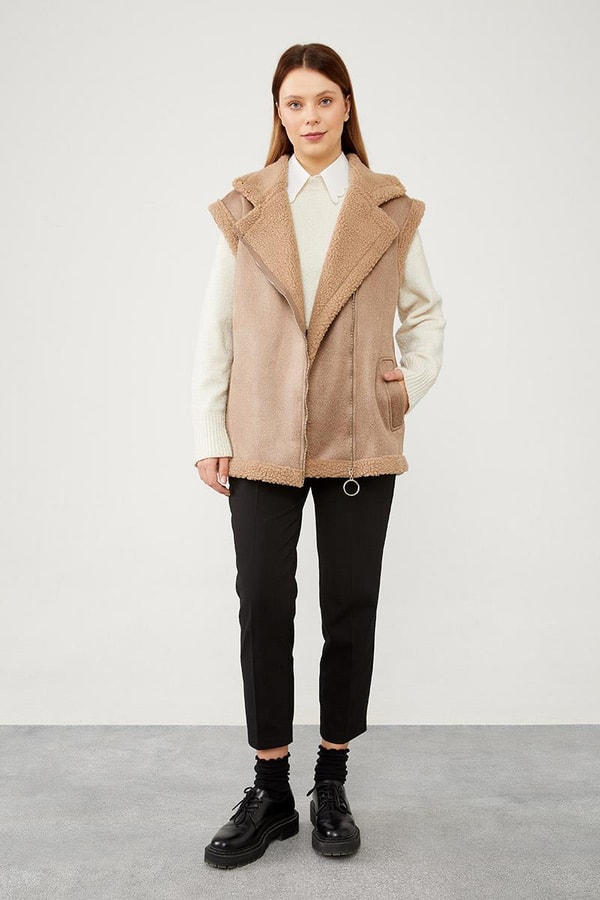 LevidorLevidor Vizon Peluş içli Deri Yelek