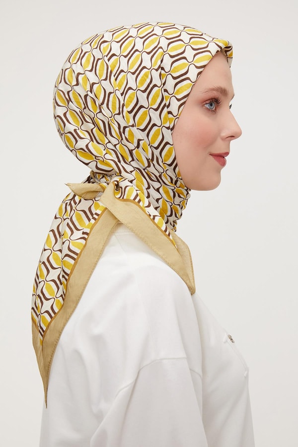 LevidorLevidor Yağ Yeşili Elips Desen Modal İpek Eşarp