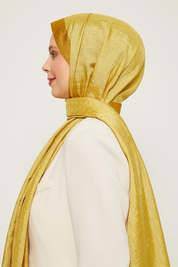 LevidorLevidor Yağ Yeşili Halka Desen Monogram Şal