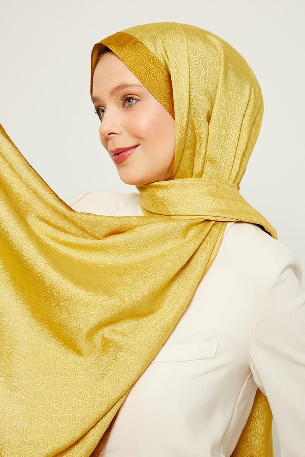 LevidorLevidor Yağ Yeşili Halka Desen Monogram Şal