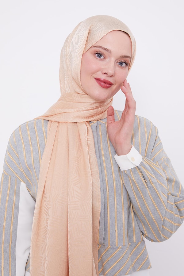 LevidorLevidor Yavruağzı Çubuk Desen Jakarlı Janjan Şal