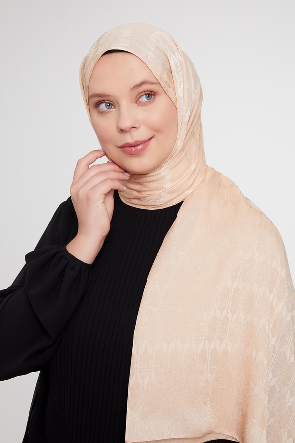 LevidorLevidor Yavruağzı Geometrik Desen Jakarlı Janjan Şal