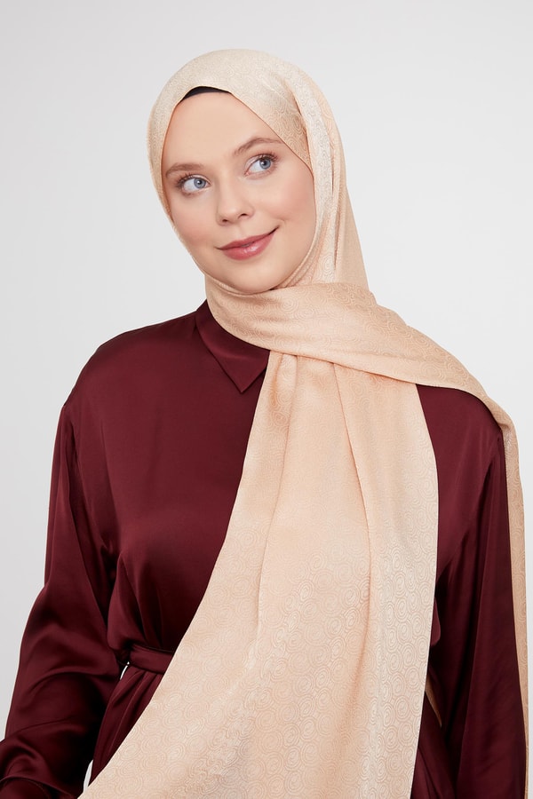 LevidorLevidor Yavruağzı Yuvarlak Desen Jakarlı Janjan Şal