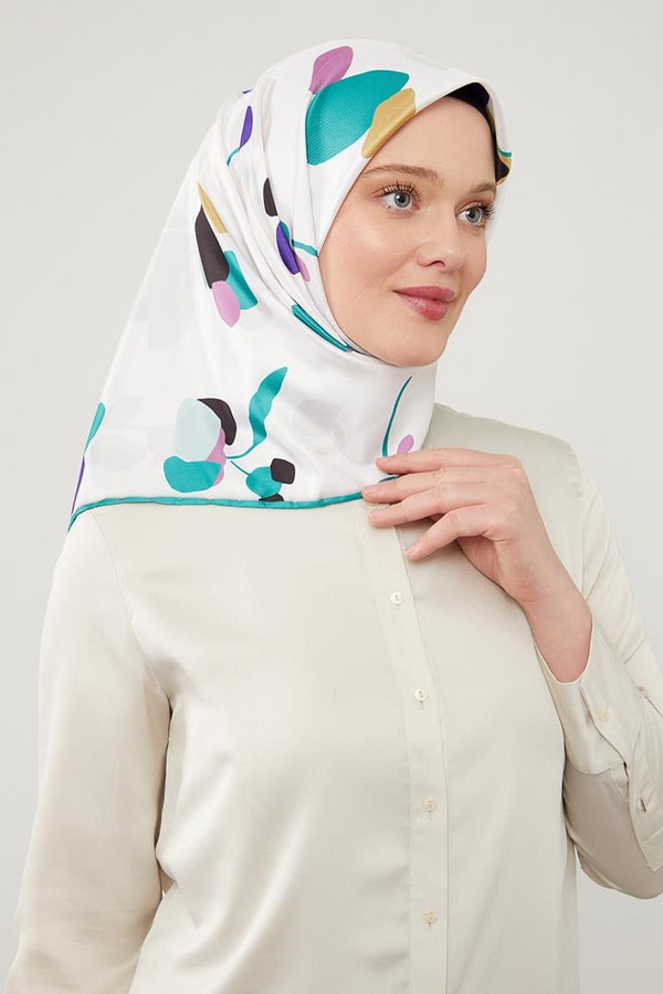 LevidorLevidor Yeşil Asimetrik Deseni Twill Eşarp