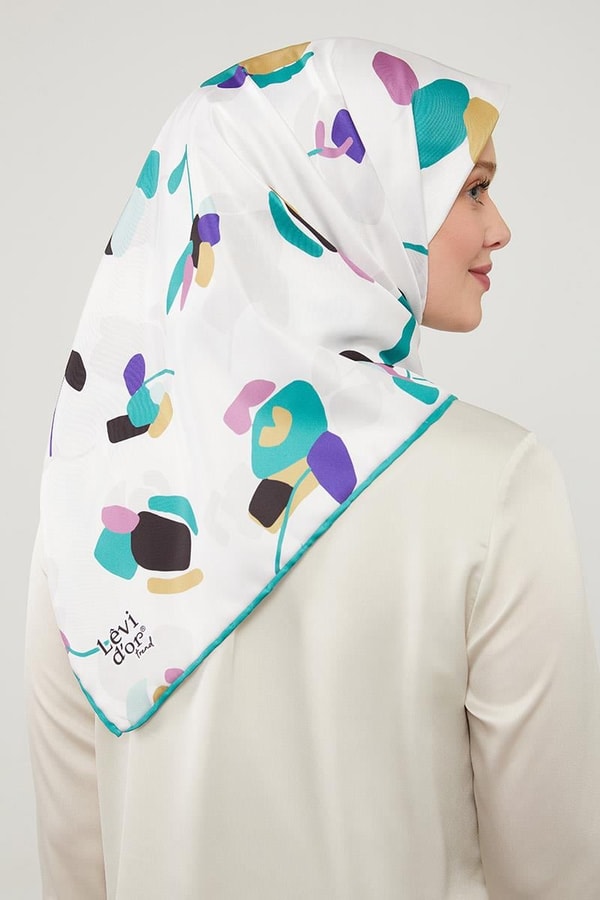 LevidorLevidor Yeşil Asimetrik Deseni Twill Eşarp