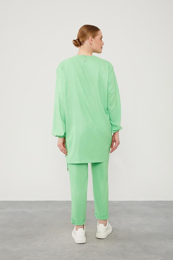 LevidorLevidor Yeşil Asimetrik Kesim Pantolonlu İkili Takım