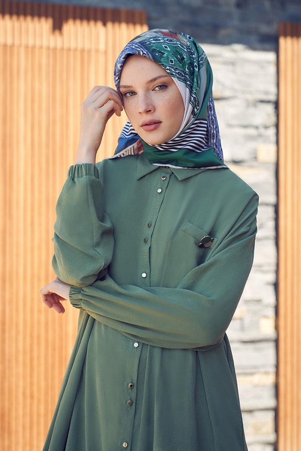 LevidorLevidor Yeşil Cebi Broşlu Tunik