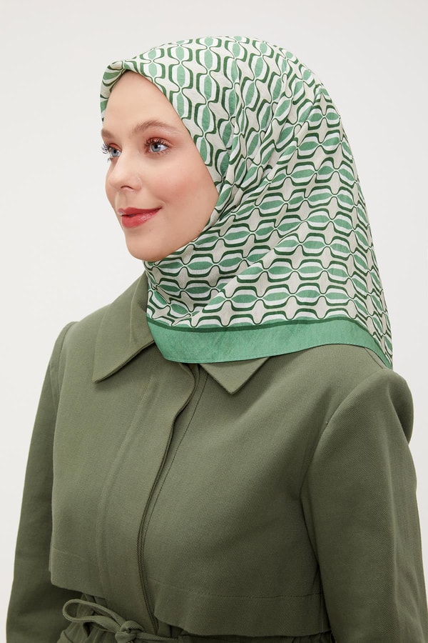 LevidorLevidor Yeşil Elips Desen Modal İpek Eşarp