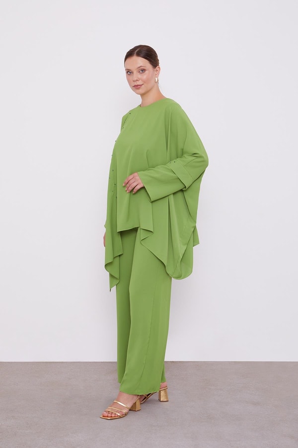 LevidorLevidor Yeşil Taş İşlemeli Tunik Takım