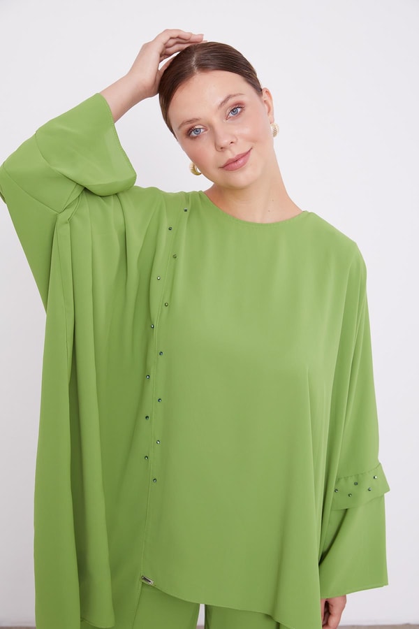 LevidorLevidor Yeşil Taş İşlemeli Tunik Takım