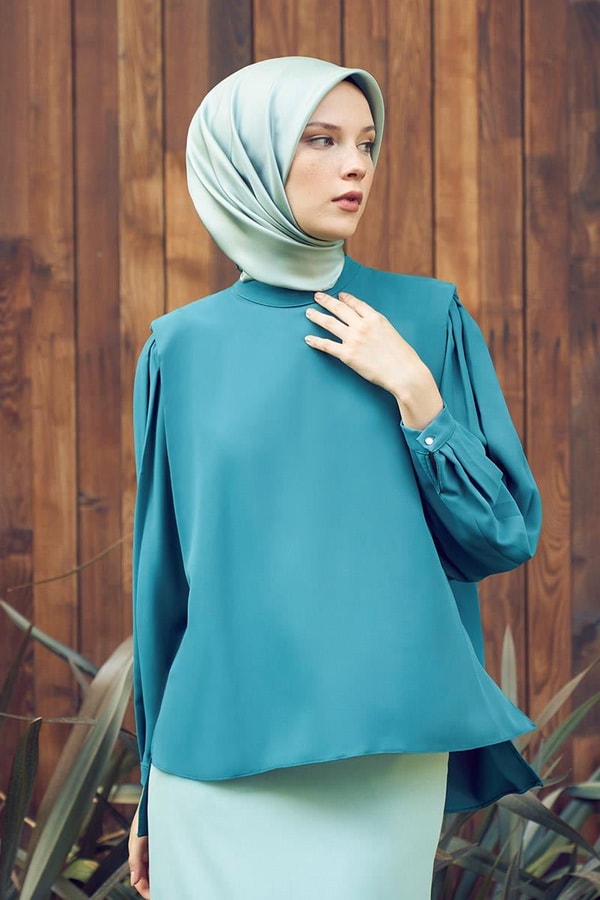 LevidorLevidor Yeşil Vatkalı kısa bluz