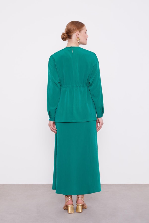 LevidorLevidor Zümrüt Beli Büzgülü Piliseli Etek Takım