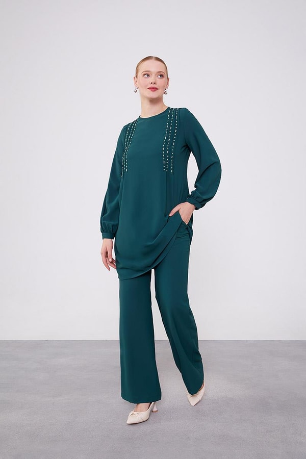 LevidorLevidor Zümrüt Boncuk İşlemeli Tunik Takım